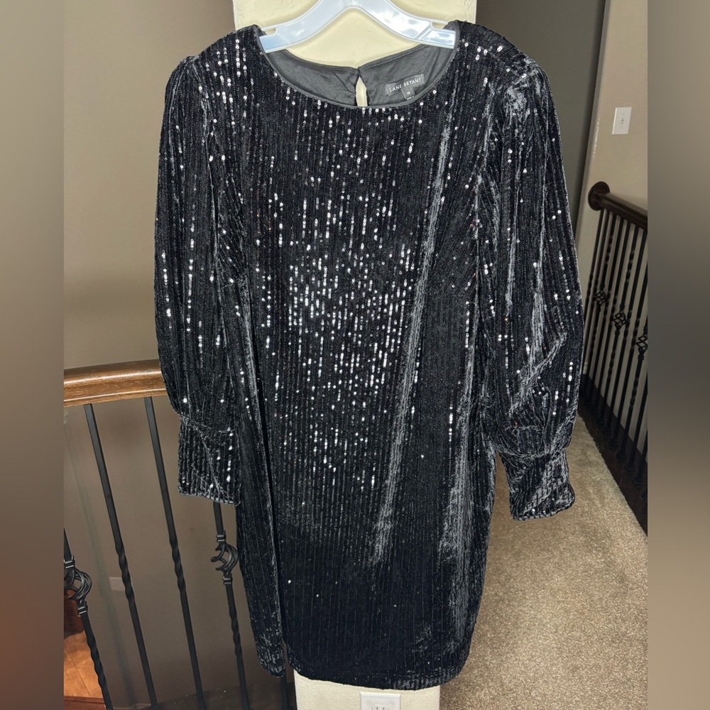 Lane Bryant Long Sleeve Sequin Dress Size 18 Sparkle Holiday Neutral Event